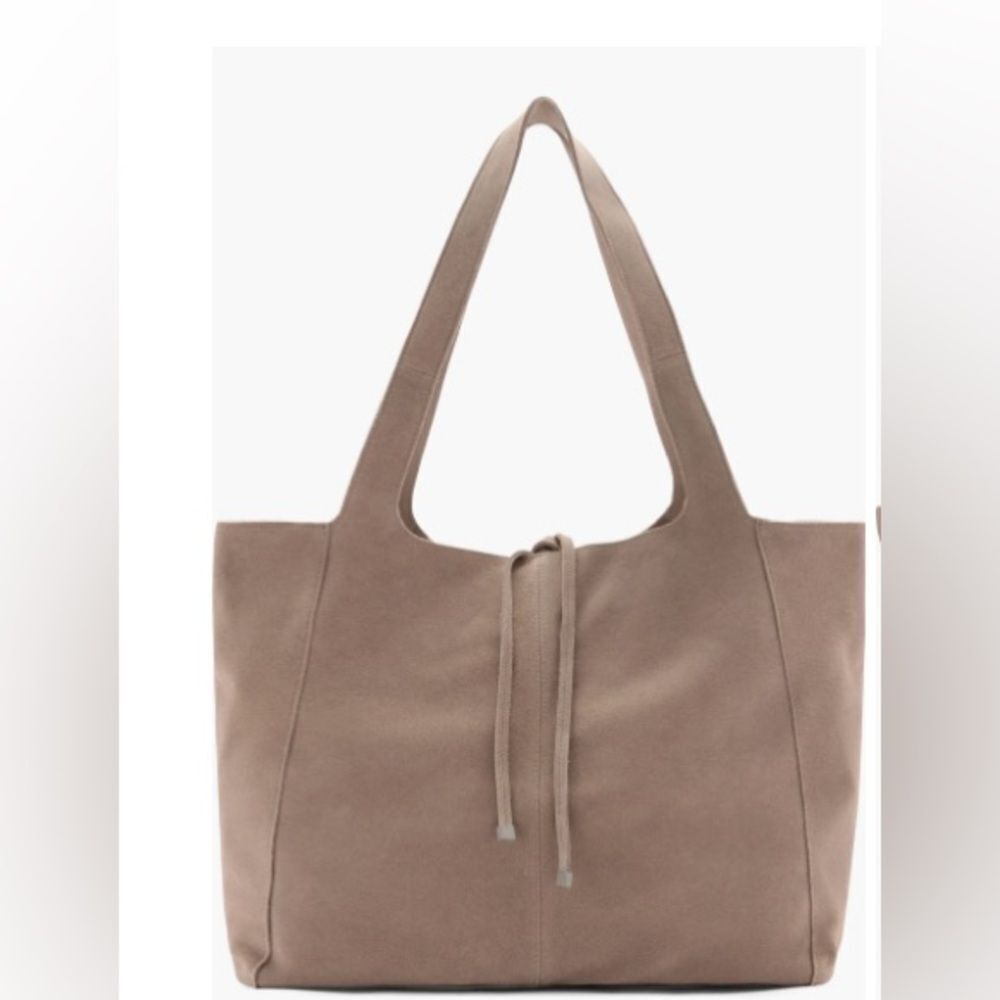 New MANGO Women's Leather Shopper bag sand